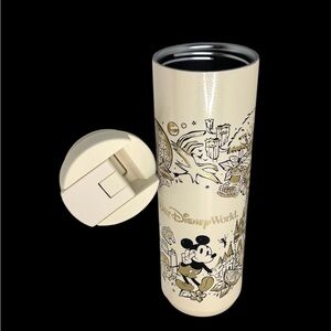 Disney WDW Starbucks 16oz Tumbler Cream Metallic Theme Parks Mickey